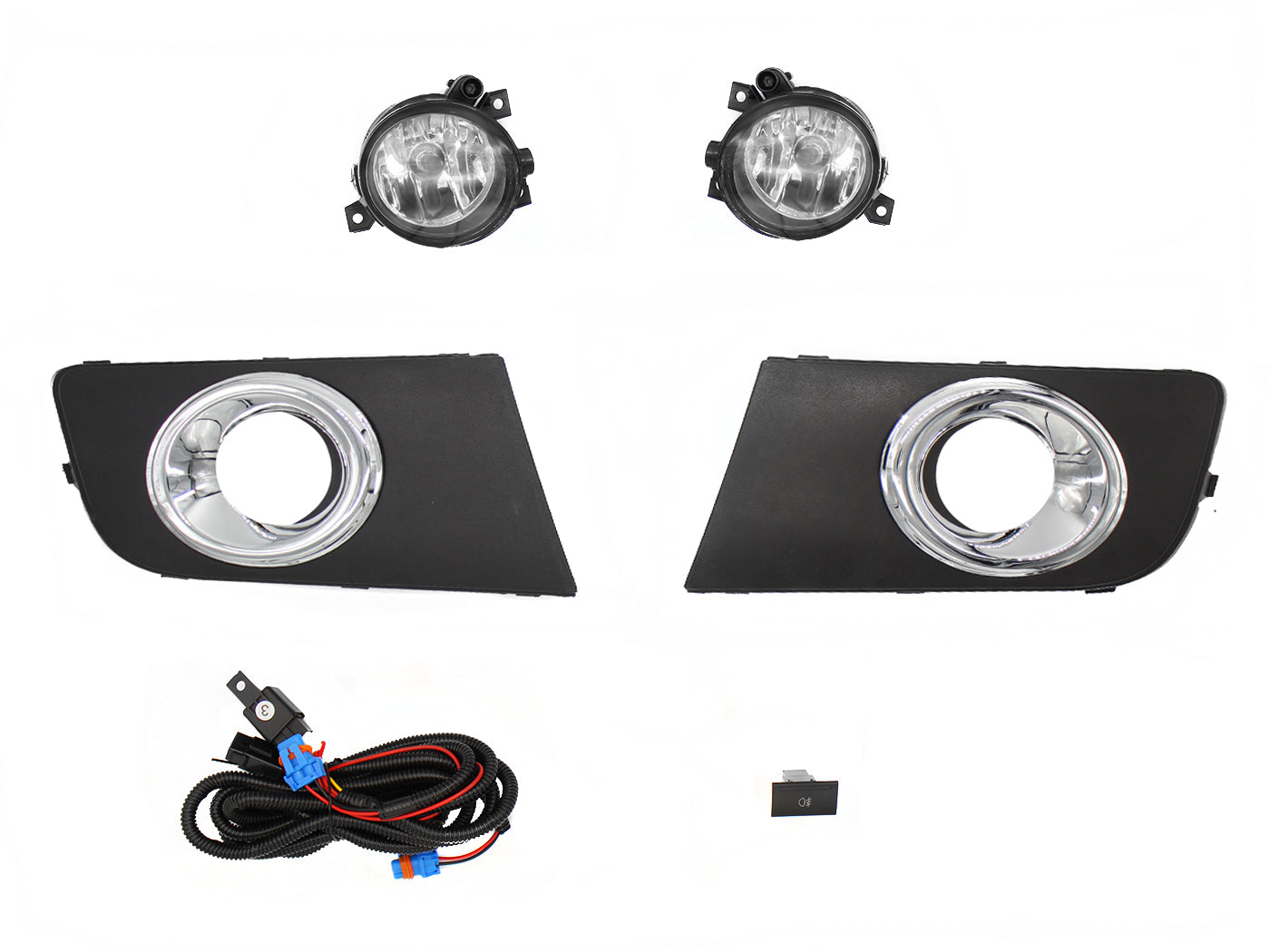 KIT FARO AUX C/CABLES C/REJILLAS ARILLO CROMO C/FOCOS